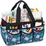 Craft Organizer Tote Bag, Art Caddy Organizer with Handles,Multi-Functional Craft Caddy for Sewing & Scrapbooking Supplies,Travel Art Box JOSIVIKY (White)